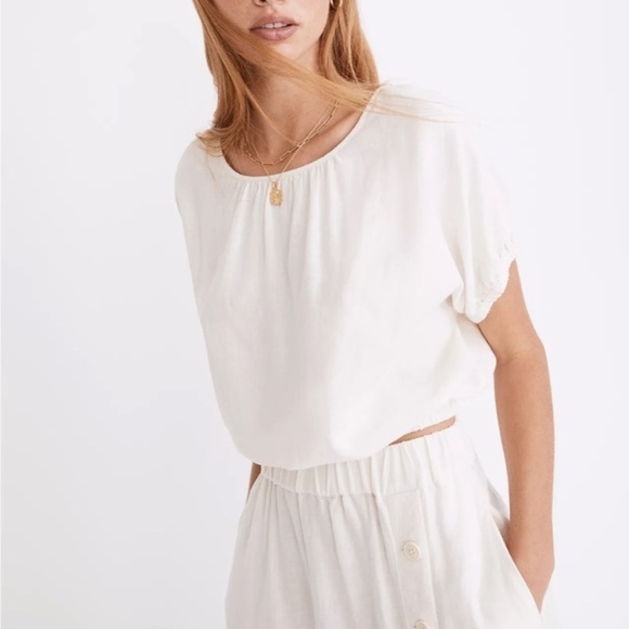 Madewell Linen-Blend Bubble Top - Picture 1 of 12